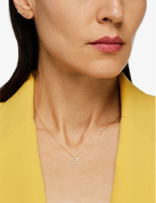 SUZANNE KALAN: Baby Dog Tag 18ct yellow-gold and 0.13ct brilliant-cut diamond 0.05ct baguette diamond necklace