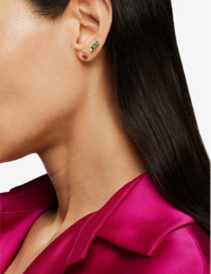 SUZANNE KALAN: Fireworks 18ct rose gold, 0.52ct baguette-cut sapphire and 0.04ct brilliant-cut diamond stud earrings