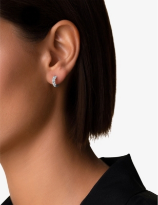 SUZANNE KALAN: 18ct white gold, 0.23ct baguette-cut diamonds and 0.10ct brilliant-cut diamonds hoop earrings