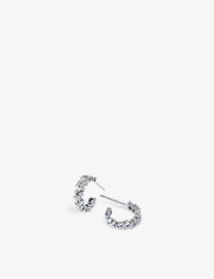 SUZANNE KALAN: 18ct white gold, 0.23ct baguette-cut diamonds and 0.10ct brilliant-cut diamonds hoop earrings