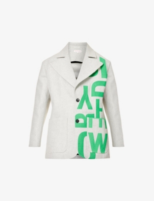 WALTER VAN BEIRENDONCK: Otherworldly graphic-print peak-lapel wool-blend blazer
