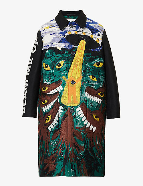 WALTER VAN BEIRENDONCK: Khiva abstract-design regular-fit woven coat