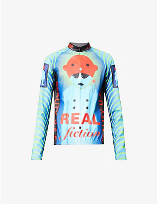 WALTER VAN BEIRENDONCK: Alien Bike contrast-panel graphic-print fitted stretch-woven top