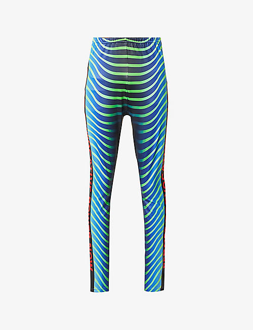 WALTER VAN BEIRENDONCK: Alien Bike contrast-panel graphic-print fitted stretch-woven leggings