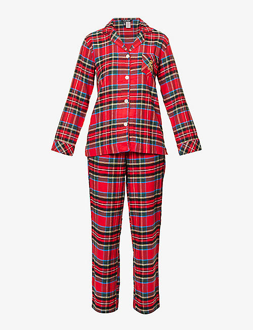 LAUREN RALPH LAUREN: Logo-embroidered check cotton-blend pyjamas