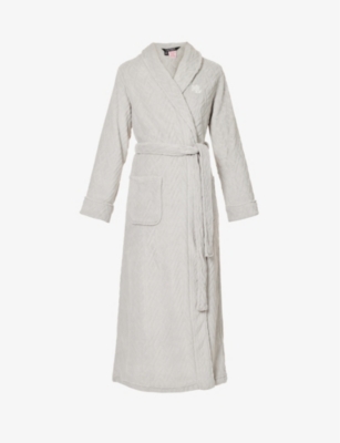 Lauren Ralph Lauren Womens 020 Grey Textured Fleece Robe