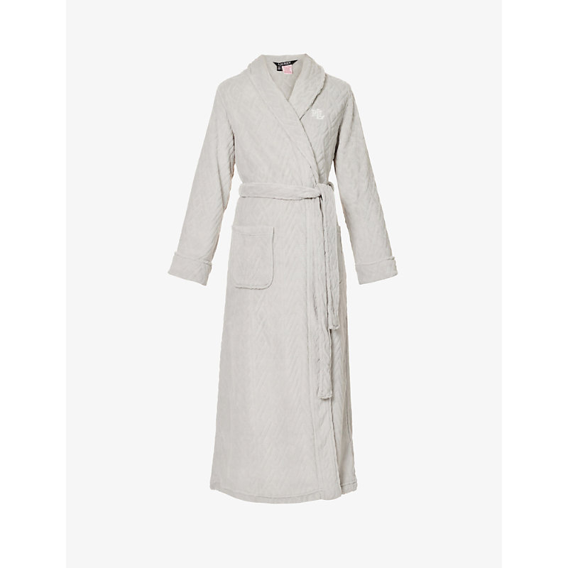 Lauren Ralph Lauren Womens 020 Grey Textured Fleece Robe