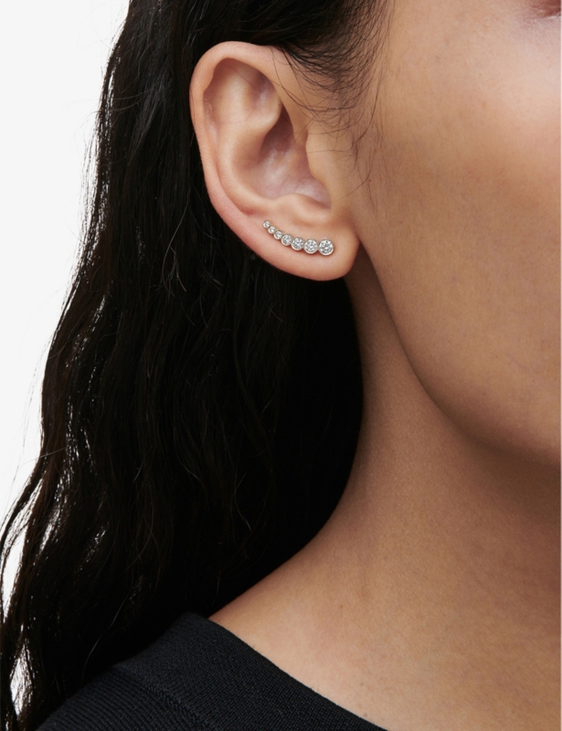 Croissant Delune 18ct yellow gold and 0.33ct diamond earring