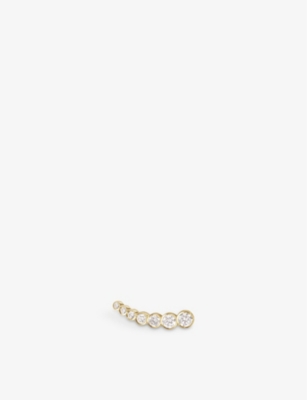 SOPHIE BILLE BRAHE: Croissant Delune 18ct yellow gold and 0.33ct diamond earring