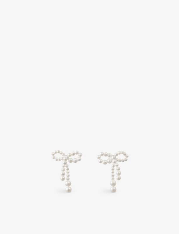 Rosette de Perles 14ct yellow-gold and freshwater pearl drop earrings