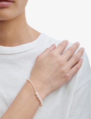 Shop Sophie Bille Brahe Peggy Petite 14ct Yellow Gold And Freshwater Pearl Bracelet In 14k Yellow