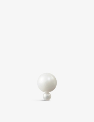 SOPHIE BILLE BRAHE: Babylon Deux 14ct yellow gold with freshwater pearl stud earring