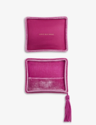 Shop Sophie Bille Brahe Square Velvet Jewellery Box 10.4cm In Velvet Pink