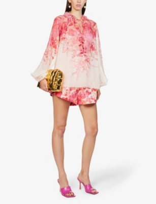 ZIMMERMANN High Tide floral-print cotton-blend blouse