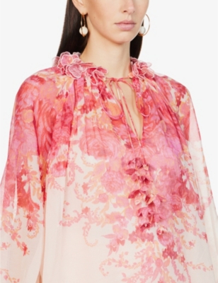 ZIMMERMANN High Tide floral-print cotton-blend blouse