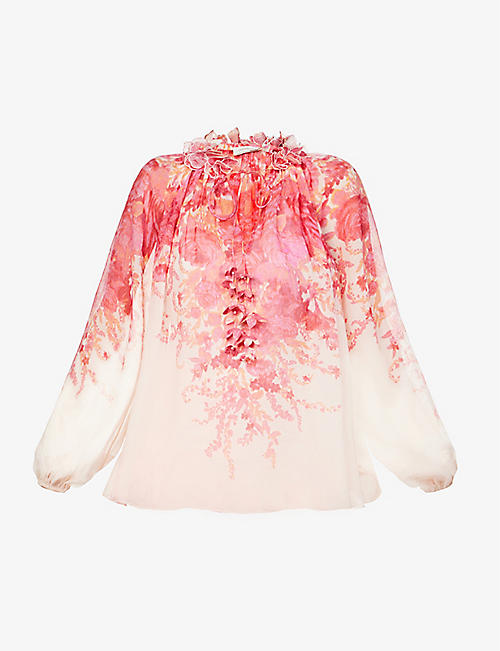 ZIMMERMANN: High Tide floral-print cotton-blend blouse
