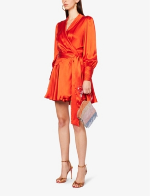 ZIMMERMANN Plunge-neck wrap-over silk mini dress