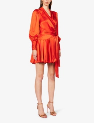 ZIMMERMANN Plunge-neck wrap-over silk mini dress