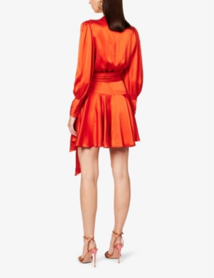 ZIMMERMANN Plunge-neck wrap-over silk mini dress