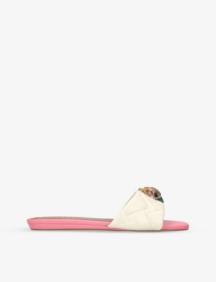 Kurt Geiger Kensington Eagle-embellished Leather Sandals In Bone/comb