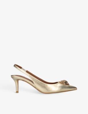 KURT GEIGER LONDON: Belgravia eagle-embellishment leather slingback courts