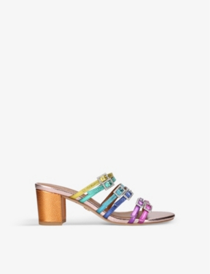 Kurt Geiger London Crystal Buckle Metallic Rainbow Belt