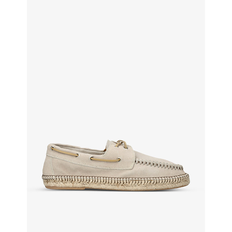 Eleventy Suede Espadrille Boat Shoes In Beige