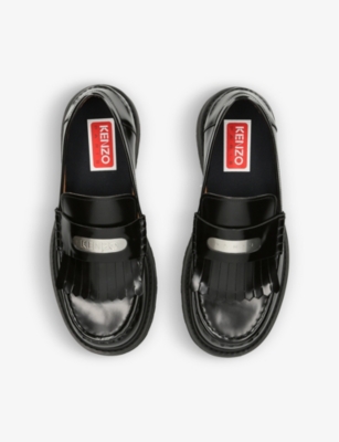 KENZO Kenzosmile brand-plaque patent-leather loafers