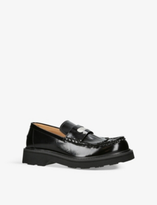 KENZO Kenzosmile brand-plaque patent-leather loafers