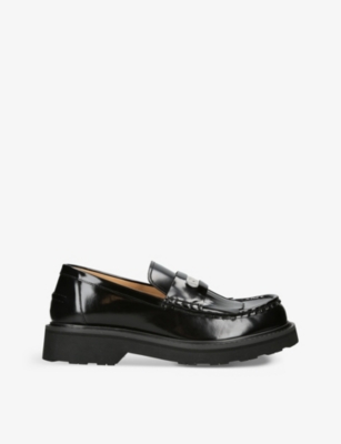 KENZO Kenzosmile brand-plaque patent-leather loafers