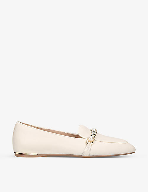 CARVELA: Precious crystal and faux pearl-embellished leather loafers