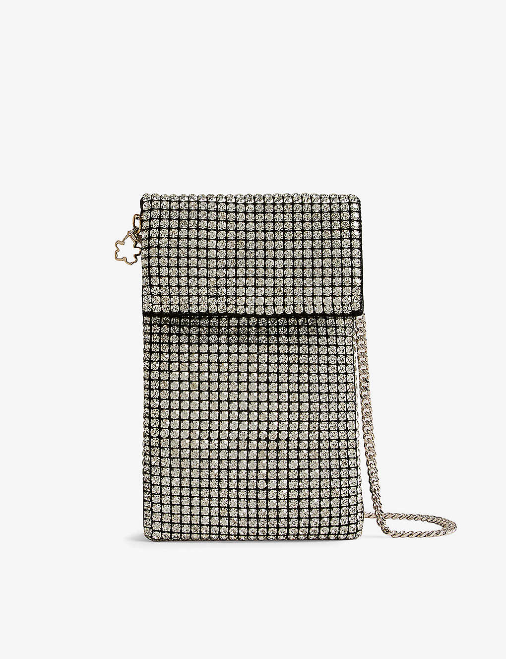 Ted Baker Womens Silver Glitzah Crystal-embellished Woven Phone Pouch