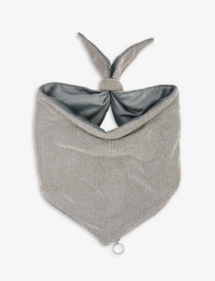 Kara Crystal Mesh Headscarf In White
