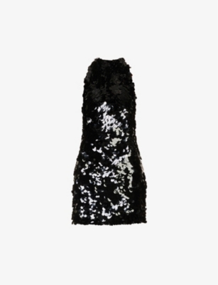 SAINT LAURENT: High-neck sequin-embellished mini dress