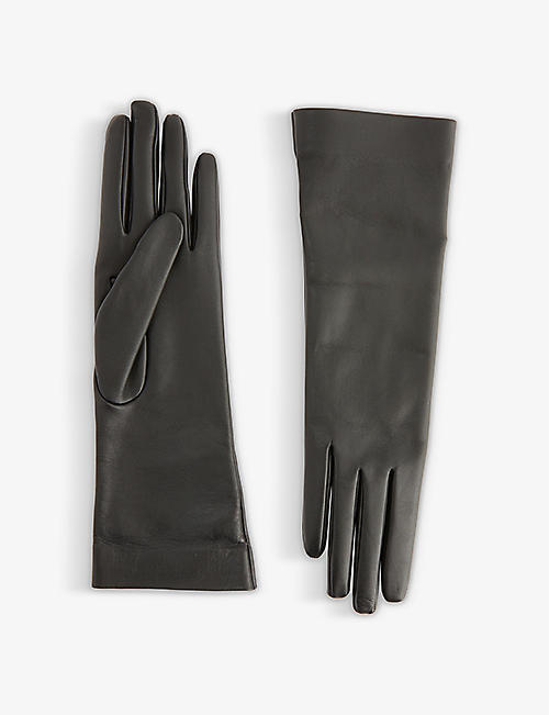 SAINT LAURENT: Cuff-length leather gloves
