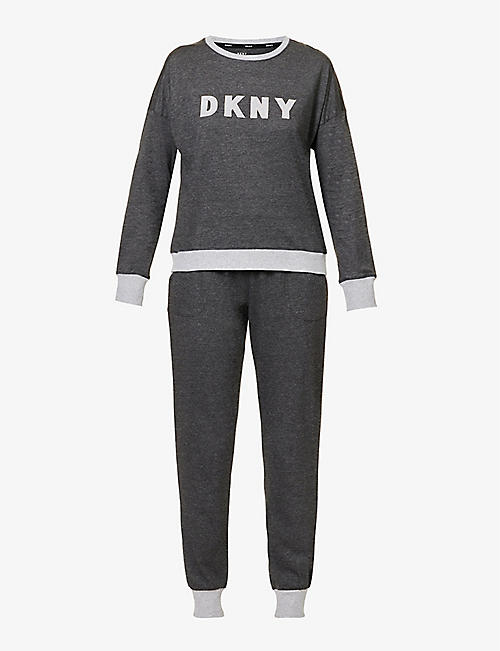 DKNY：徽标印花棉混纺睡衣套装