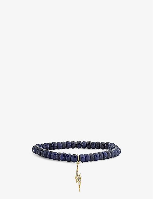 SYDNEY EVAN: Sapphire blue corundum, 14ct yellow-gold and diamond charm bracelet