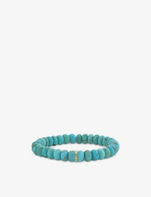 SYDNEY EVAN: 14ct yellow-gold, 0.1ct turquoise stone and 0.03ct diamond bracelet