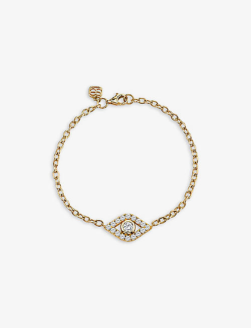 SYDNEY EVAN: Evil Eye 14ct yellow-gold and 0.68ct brilliant-cut diamond bracelet