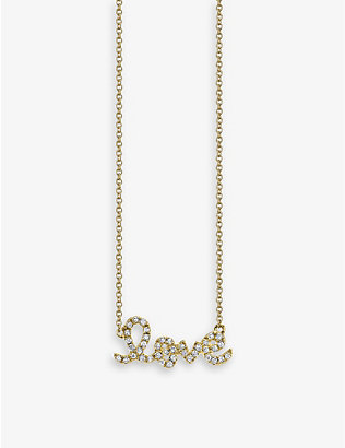 SYDNEY EVAN: Love 14ct yellow-gold and 0.11ct brilliant-cut diamond necklace