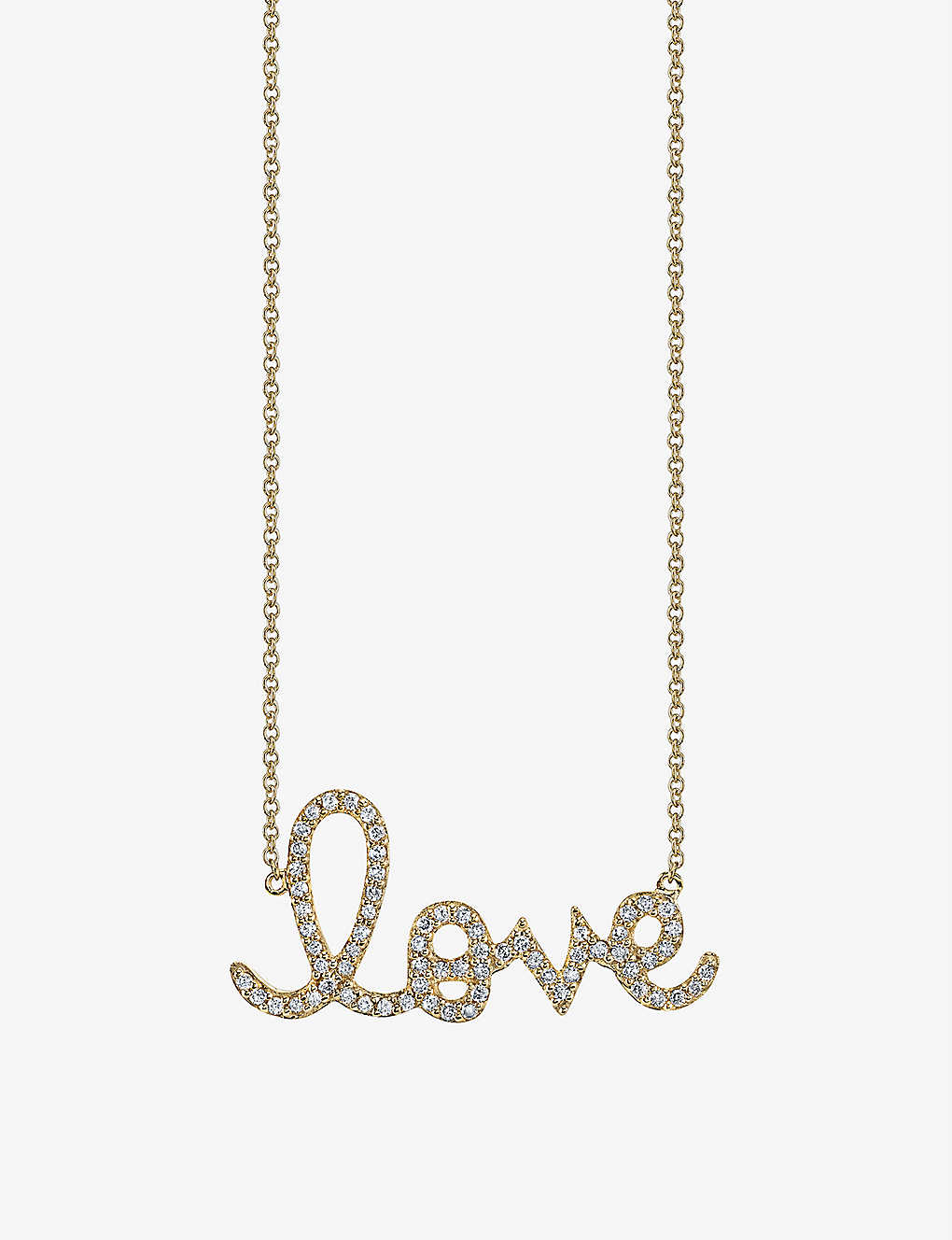 Shop Sydney Evan Love 14ct Yellow-gold And 0.408ct Brilliant-cut Diamond Pendant Necklace In 14k Yellow Gold