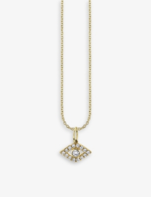SYDNEY EVAN: Evil Eye 14ct yellow-gold and 0.15ct brilliant-cut diamond chain necklace