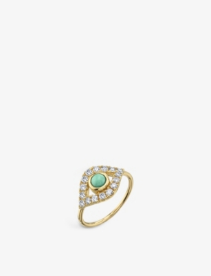 SYDNEY EVAN: Evil Eye 14ct yellow-gold and 0.48ct diamond ring