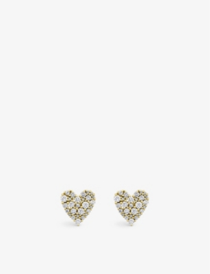 SYDNEY EVAN: Sydney Evan Heart 14ct yellow gold and 0.95ct brilliant-cut diamond stud earrings