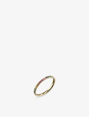 SYDNEY EVAN: Rainbow 14ct yellow-gold and gemstone ring