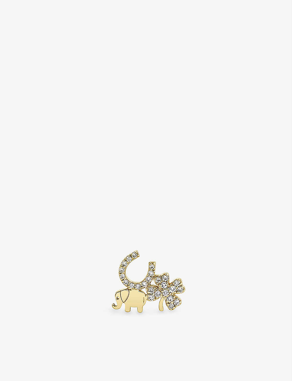 Sydney Evan Luck 14ct Yellow-gold And 0.1ct Brilliant-cut Diamond Single Earring In 14k Yellow Gold
