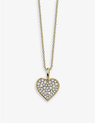 SYDNEY EVAN: Sydney Evan Mini Heart 14ct yellow-gold and 0.2ct brilliant-cut diamond pendant necklace