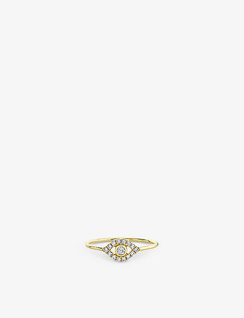 SYDNEY EVAN: Evil Eye 14ct yellow-gold and 0.11ct brilliant-cut diamond ring
