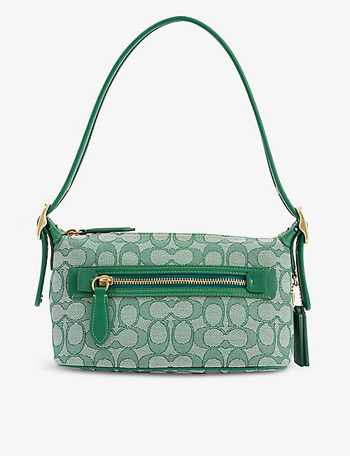 COACH: Demi monogram-pattern jacquard and leather top-handle bag