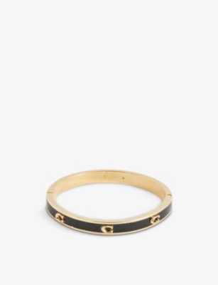 COACH COACH WOMEN'S GOLD/BLACK PEGGED C MONOGRAM HINGED ENAMEL AND BRASS BANGLE,61928917